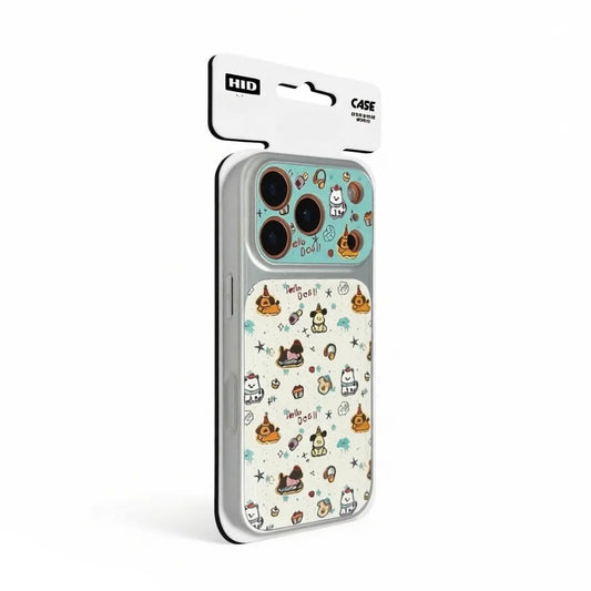 Profile view of the CasePoppi Hello Dog Journal case in its premium retail box.