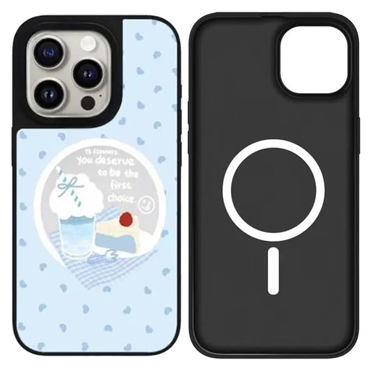 Relatable quote aesthetic iPhone case with a soft blue background and heartwarming desserts perfect for a "Soft Girl" style or self-care gift.