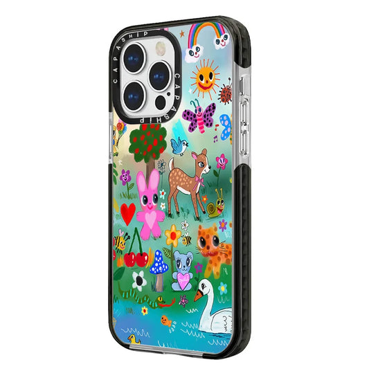 Side view of Daydream Oasis Phone Case, showcasing the sleek profile, precise button cutouts, and the vibrant translucent gradient finish.