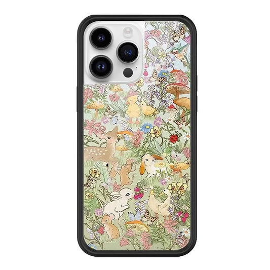 iPhone 16 Pro Max Maximalist All-over Print featuring Tiny Farmhouse Creatures and Stars Mood-boosting Cottagecore Aesthetic with Tactile Feel Mood-boosting Phone Apparel