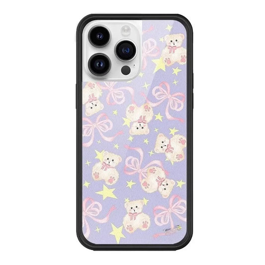iPhone 16 Pro Max Maximalist All-over Pattern Cover with Adorable Bear Doodles Cottagecore Coquette Aesthetic with Tactile Soft Finish Mood-boosting Phone Accessory