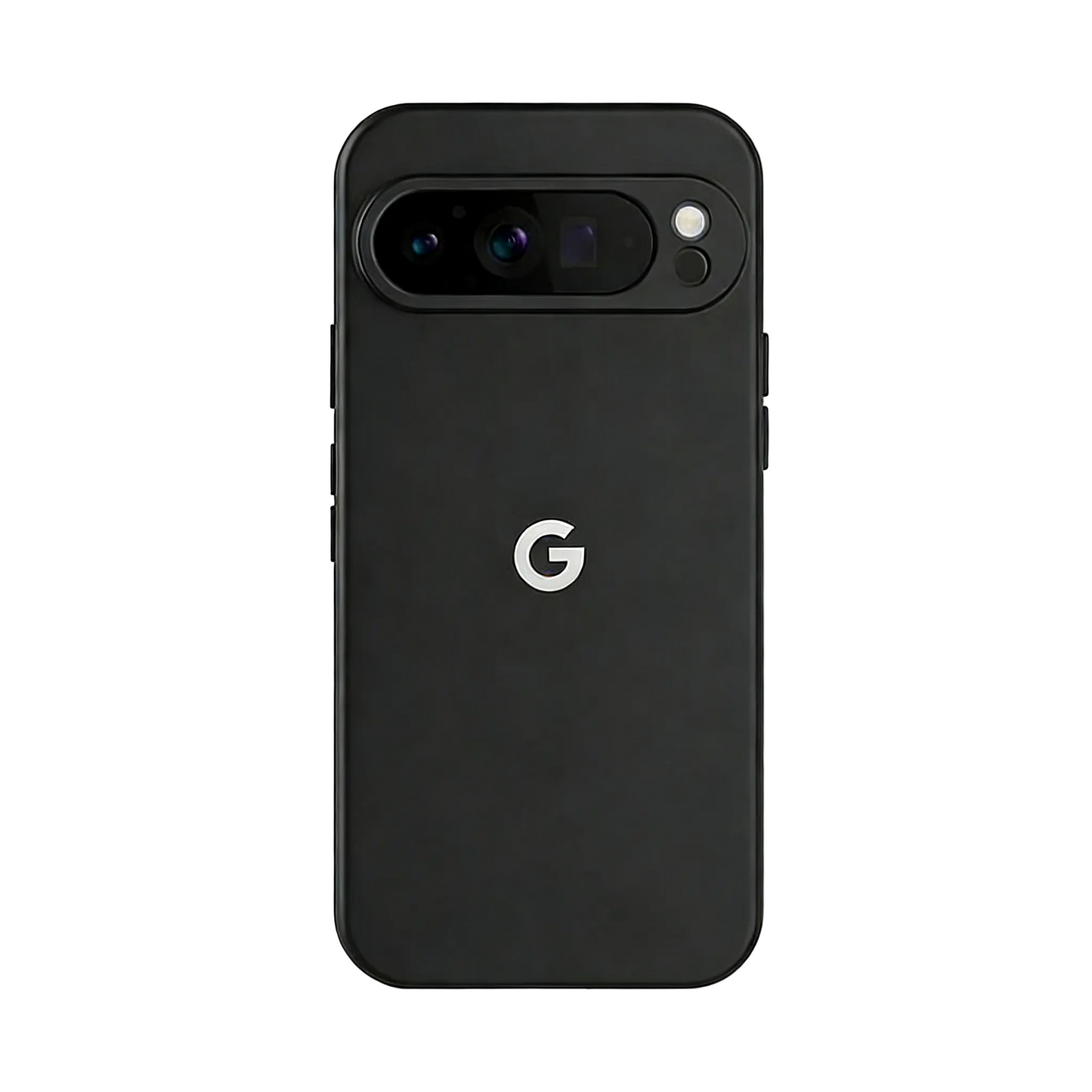 Black smartphone with Google logo on a white background