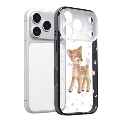CasePoppi spring-themed camera lens protector featuring a baby deer and soft floral patterns.