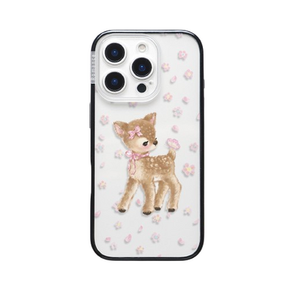 CasePoppi spring-themed camera lens protector featuring a baby deer and soft floral patterns.