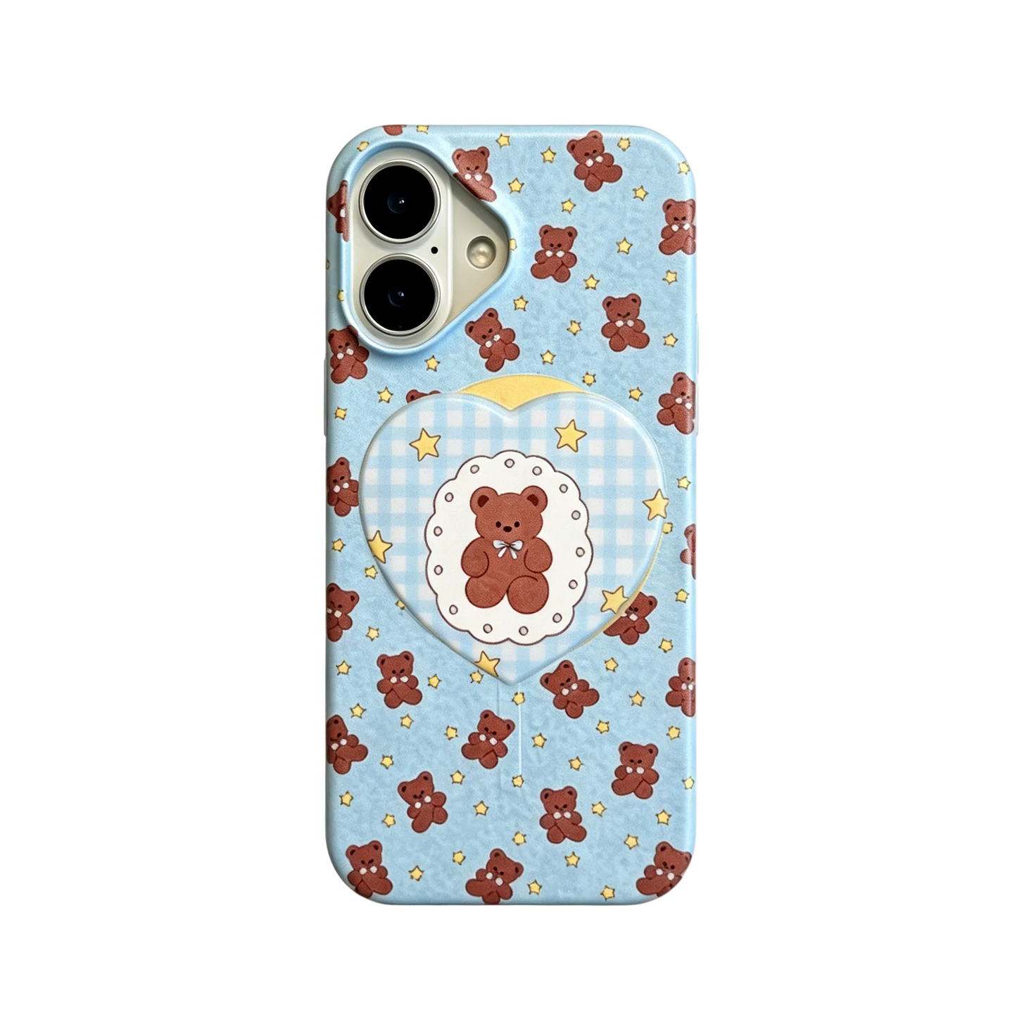 CasePoppi camera lens protector with blueberry and teddy bear doodles in a soft Y2K aesthetic style.