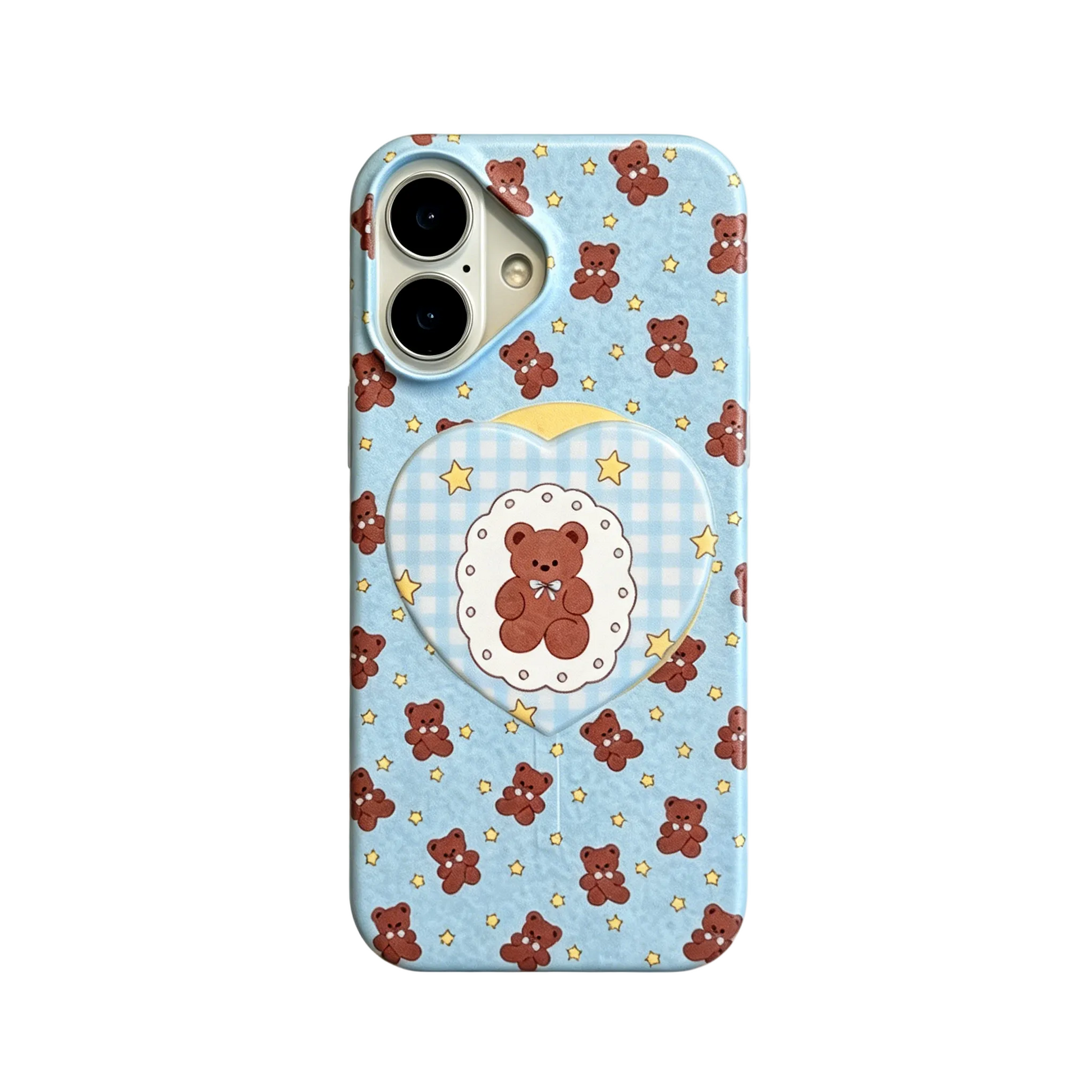CasePoppi camera lens protector with blueberry and teddy bear doodles in a soft Y2K aesthetic style.