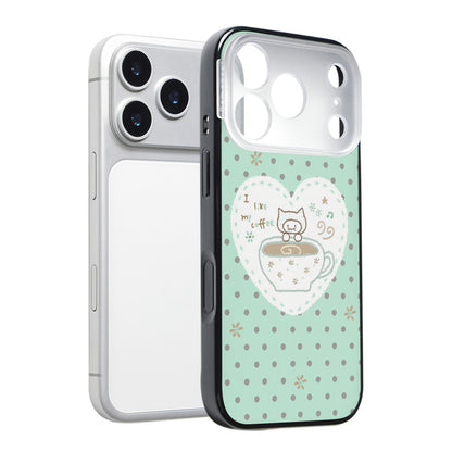 CasePoppi camera lens protector featuring the complete Coffee Cat Morning artistic lifestyle scene.