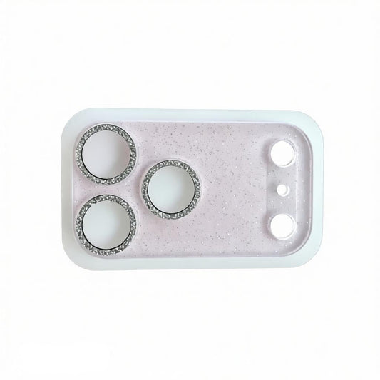 CasePoppi soft pink glitter camera lens protector with a sparkling aesthetic.