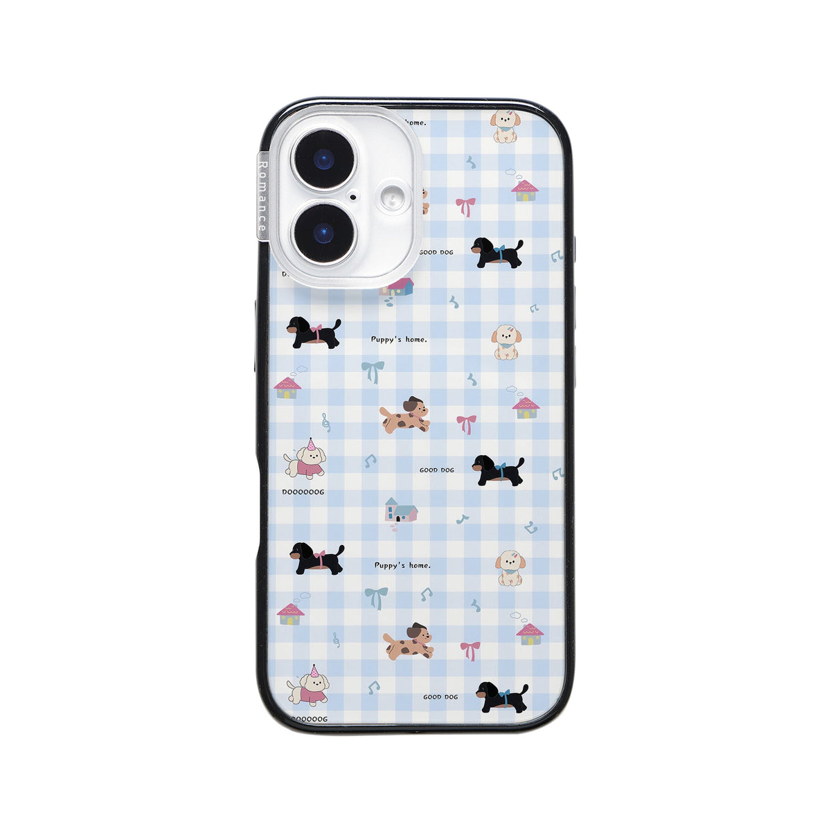 CasePoppi camera lens protector featuring the complete puppy picnic artistic scene with ribbons.