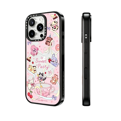 CasePoppi camera lens protector featuring a smiling pudding character and "Yummy" script with soft aesthetic doodles.