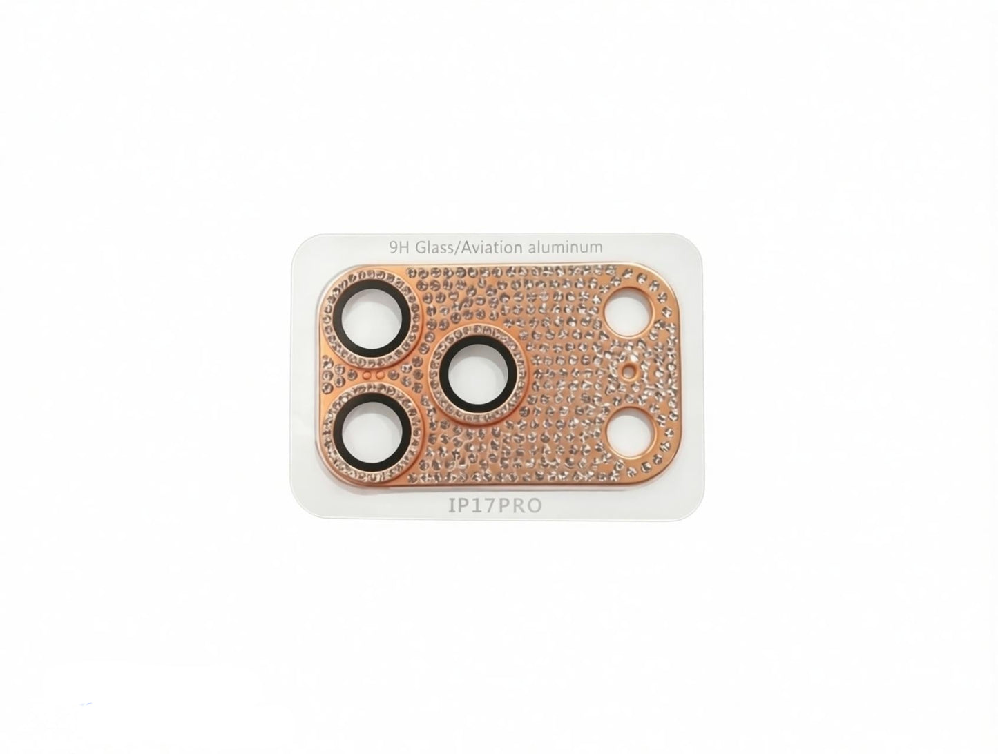 CasePoppi luxury gold camera lens protector with sparkling embedded diamonds.
