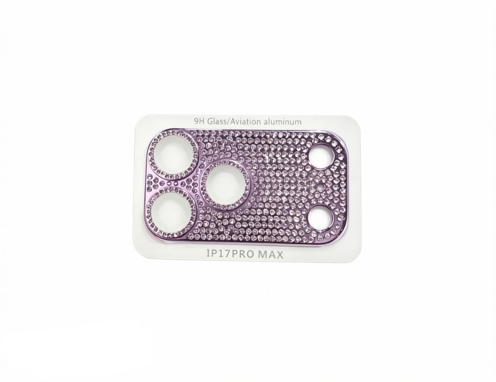 CasePoppi elegant purple diamond-studded camera lens frame for personalized protection.