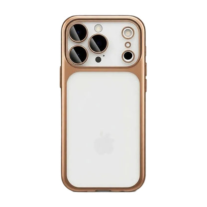 Minimalist rose gold metallic border phone case from CasePoppi with a clear protective back.