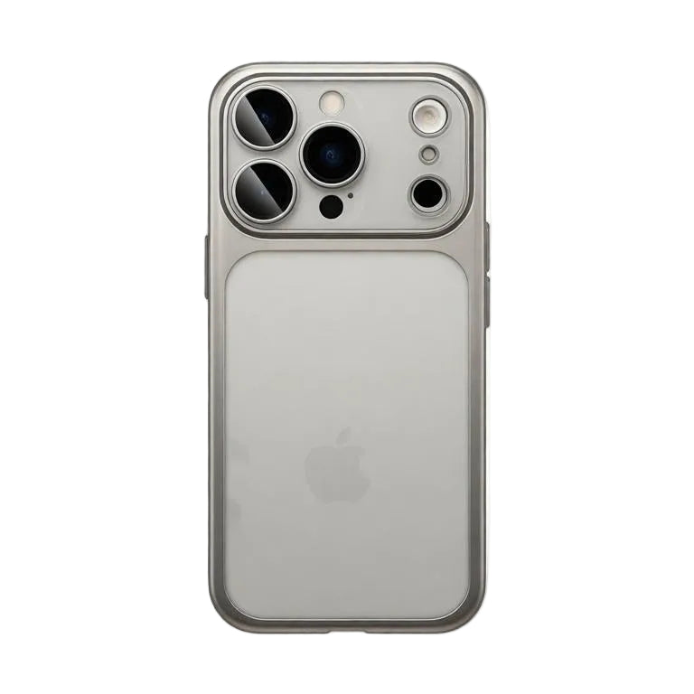 Premium silver metallic finish phone case by CasePoppi with a crystal clear back panel.