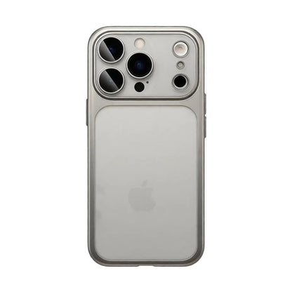 Premium silver metallic finish phone case by CasePoppi with a crystal clear back panel.