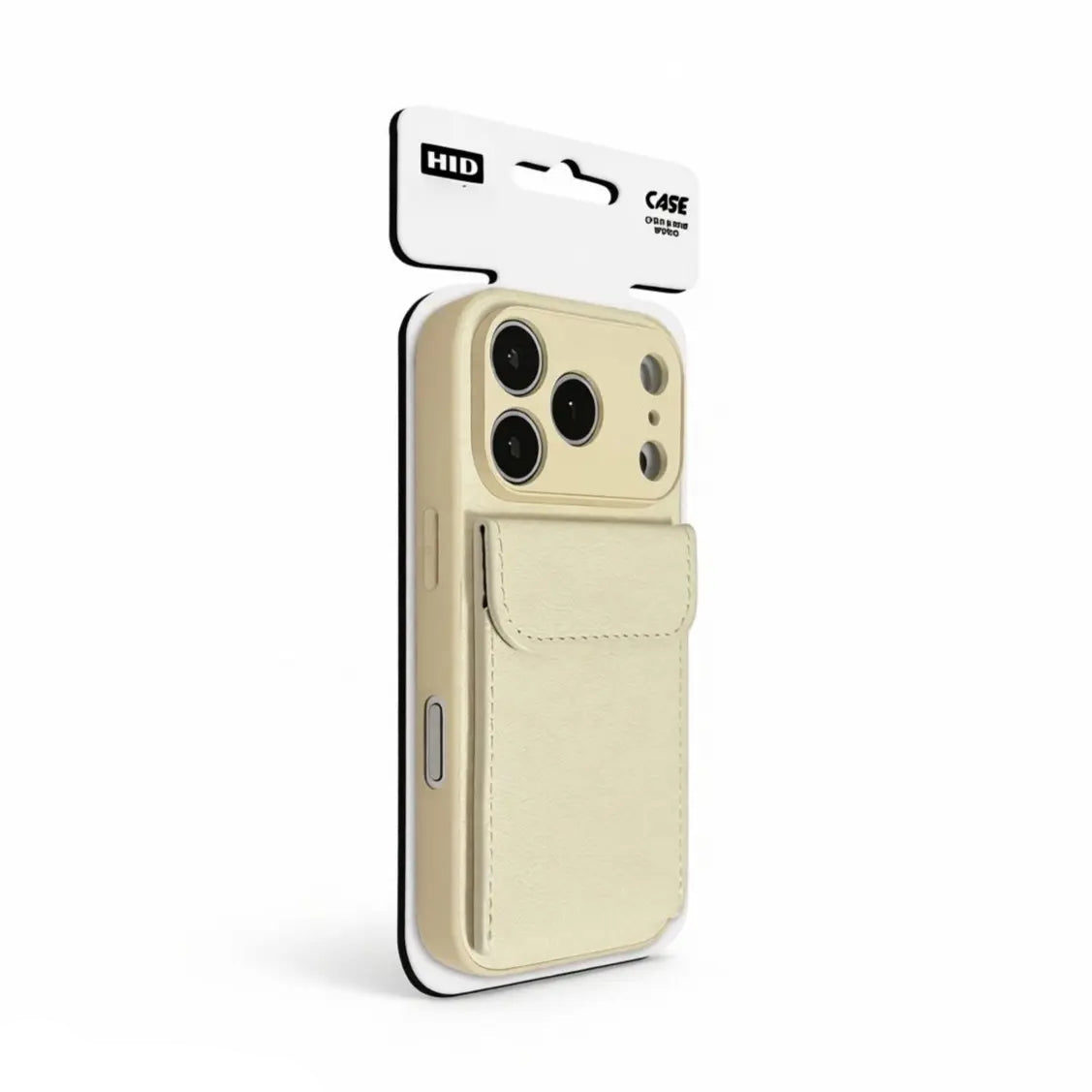 Minimalist Beige Folio style wallet phone case with card pocket for iPhone 18 - CasePoppi