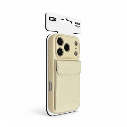Minimalist Beige Folio style wallet phone case with card pocket for iPhone 18 - CasePoppi