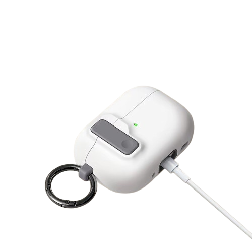 Side view of The Rugged Armor Lock Case in White, demonstrating the precise charging port access and slim but durable profile.