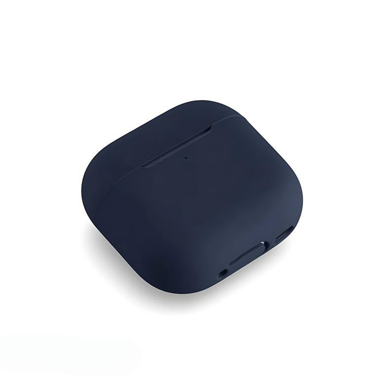 Perspective view of The Cloud Silk Case Navy Blue, highlighting the slim profile and dust-proof charging port cover design.