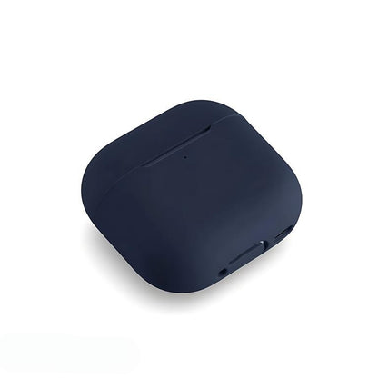 Perspective view of The Cloud Silk Case Navy Blue, highlighting the slim profile and dust-proof charging port cover design.