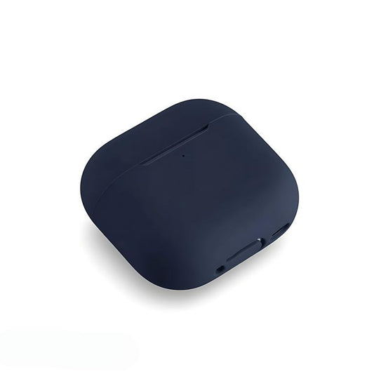 Perspective view of The Cloud Silk Case Navy Blue, highlighting the slim profile and dust-proof charging port cover design.