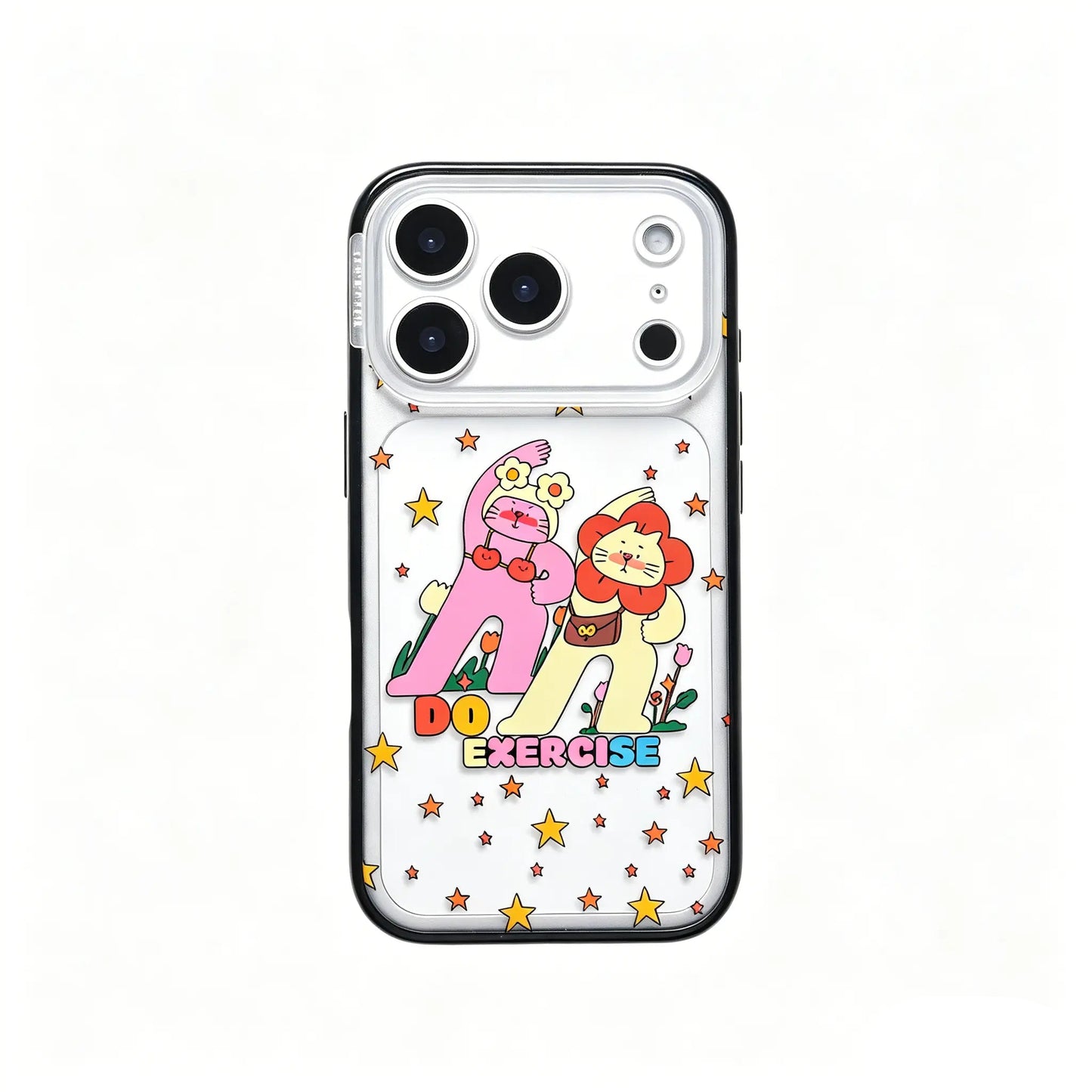 Frontal view of the CasePoppi Starry Duo Fitness Journal phone case in its official premium retail packaging.