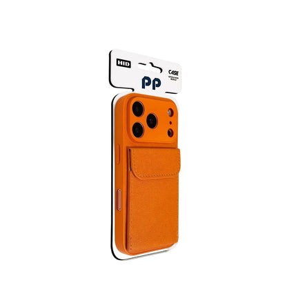 Vibrant Orange folio style wallet phone case with card pocket for iPhone 18 - CasePoppi