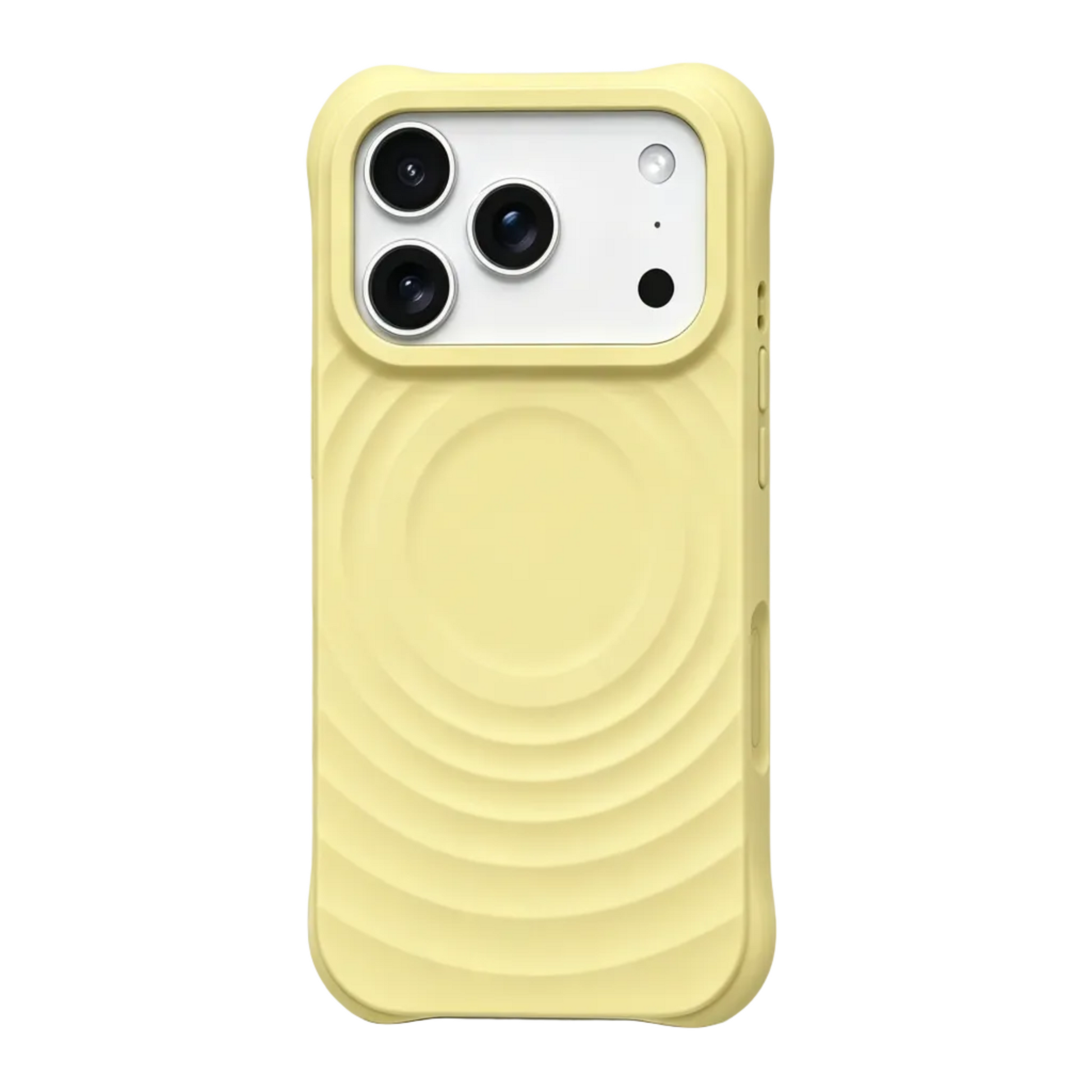 Vibrant lemon yellow Zen Ripple case for iPhone 17