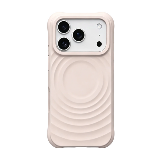 Sophisticated nude beige Zen Ripple case for iPhone 17.