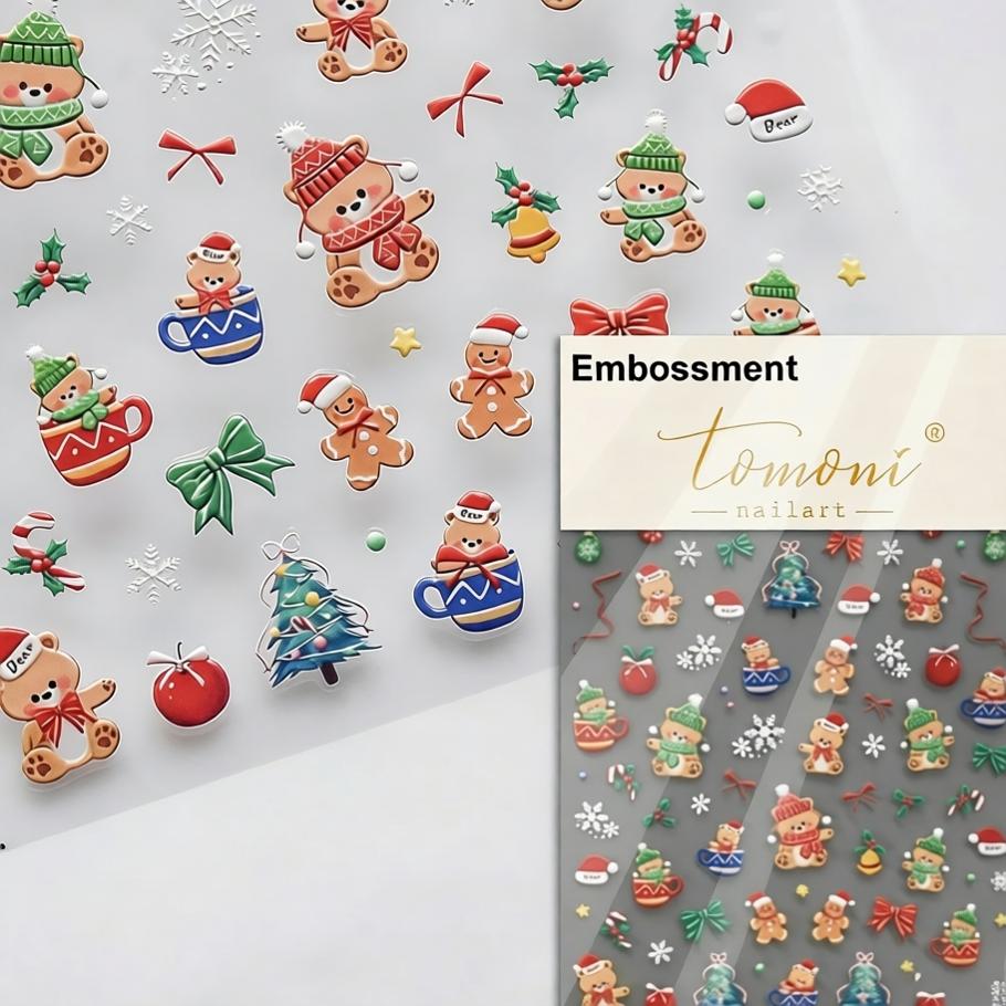 CasePoppi Christmas Theme Phone Case Stickers, featuring cute gingerbread men, Christmas trees, and holiday treats for festive DIY decor.