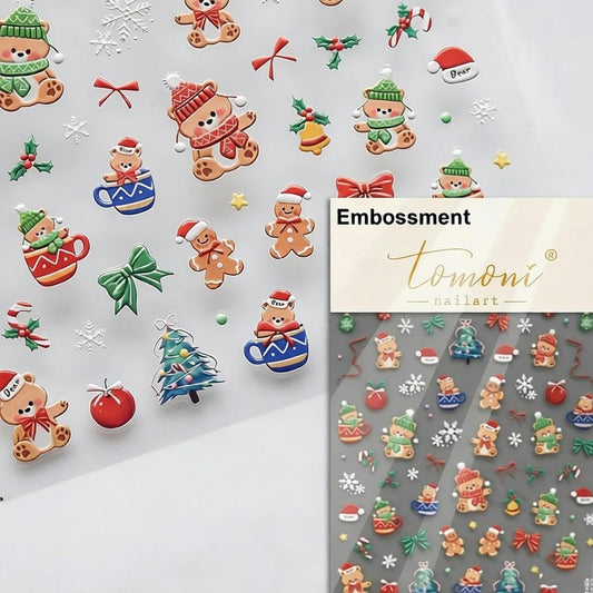 CasePoppi Christmas Theme Phone Case Stickers, featuring cute gingerbread men, Christmas trees, and holiday treats for festive DIY decor.