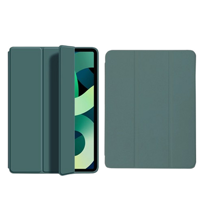 Dark forest green protective iPad case featuring a slim profile and shock-resistant TPU edges.