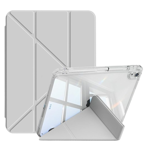 Minimalist light grey CasePoppi origami folio case for iPad, slim design with full body protection.