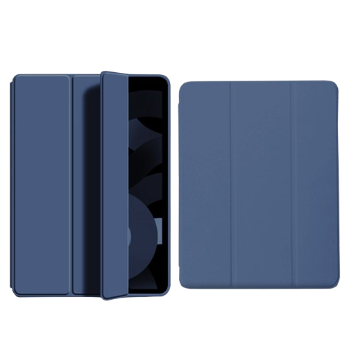 CasePoppi navy blue impact resistant iPad case with shock-absorbing clear back, business aesthetic design.