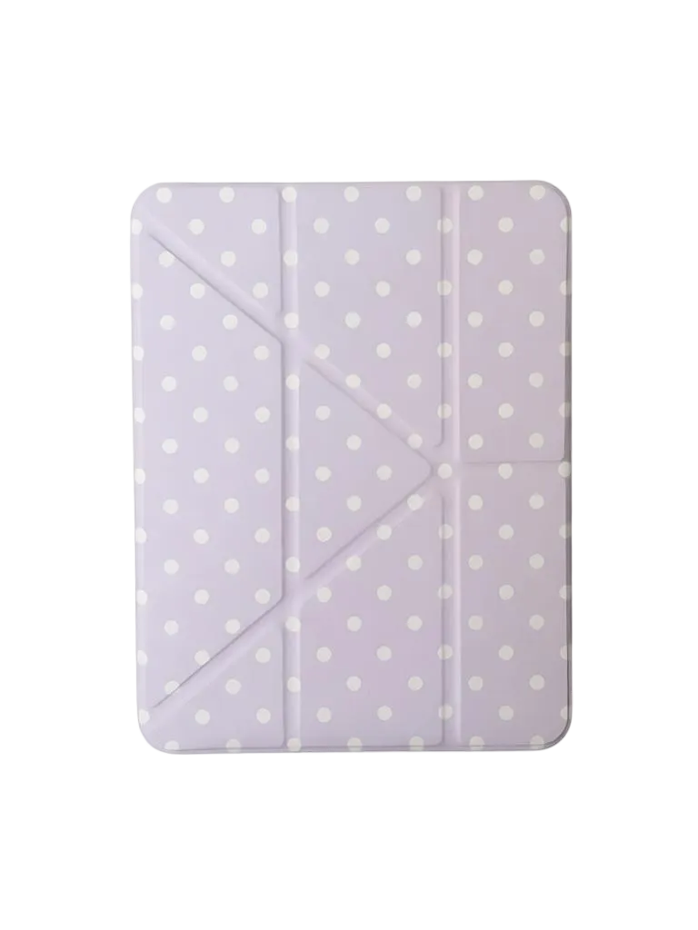 CasePoppi Lavender Purple Polka Dot iPad Case, lilac purple protective cover with decorative white dots, cute and functional.