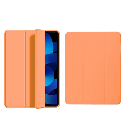 Vibe check: CasePoppi vibrant sunset orange iPad smart cover with magnetic auto sleep wake feature.