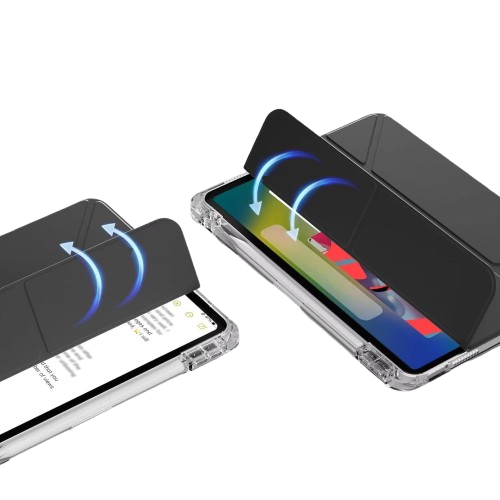 Demonstration of CasePoppi iPad case magnetic cover supporting smart auto sleep and wake function.