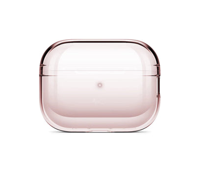 Pink wireless earbud case on a white background