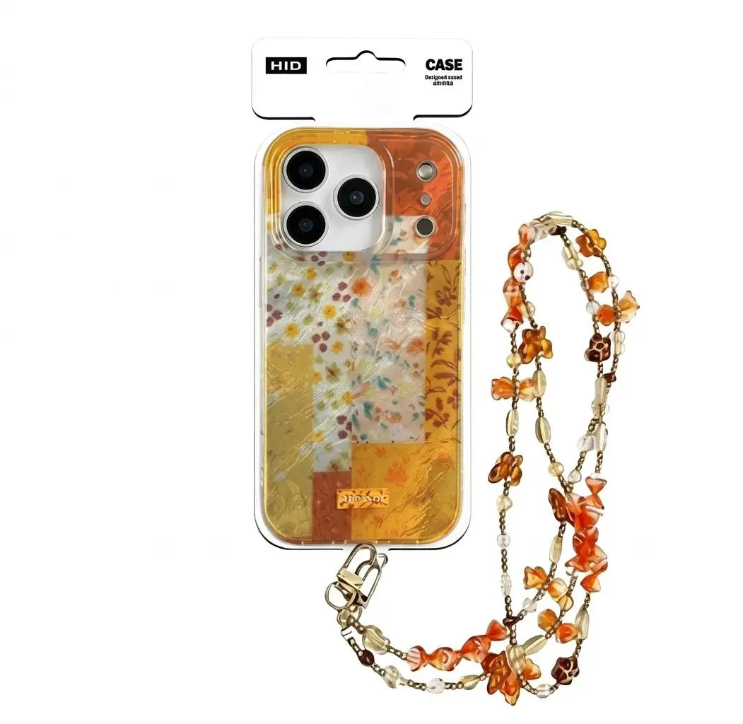 Frontal packaging display of the CasePoppi Vibrant Orange leather folio phone case for retail presentation.