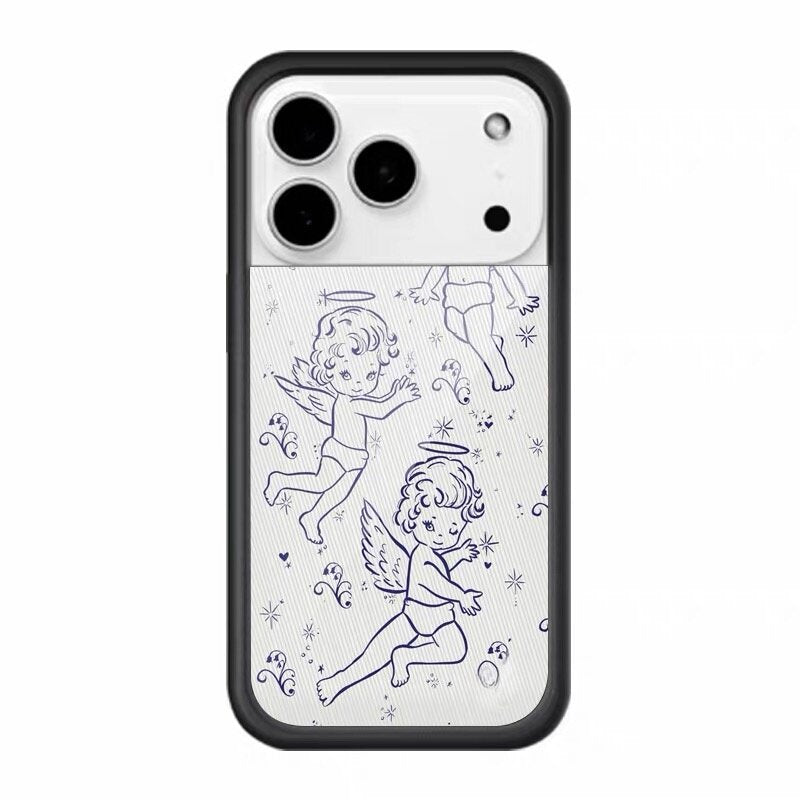 Ethereal Angelic iPhone 17 Pro Max Accessory with Playful Cupid Doodles and Celestial Sparkles Unique Indie Style Mobile Case for Creatives