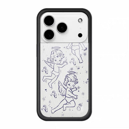 Ethereal Angelic iPhone 17 Pro Max Accessory with Playful Cupid Doodles and Celestial Sparkles Unique Indie Style Mobile Case for Creatives