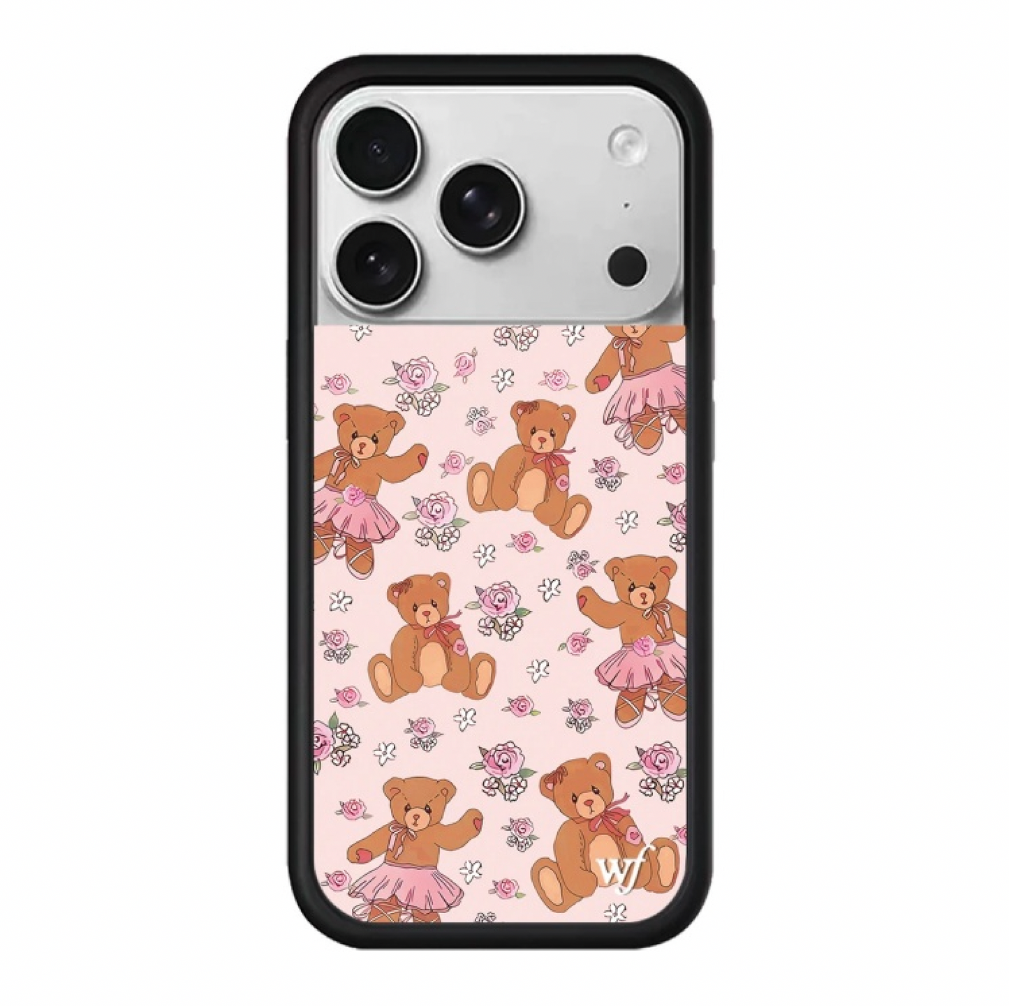 Balletcore Aesthetic iPhone 17 Pro Max Case with Vintage-Style Teddy Bears in Tulle Tutus Romantic Coquette Floral Back Cover for Girls