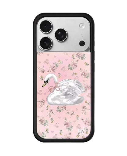 Balletcore Aesthetic iPhone 17 Pro Max Case with Elegant White Swan and Pink Ribbon Bow Pattern Dainty Girly Accessories for Teens