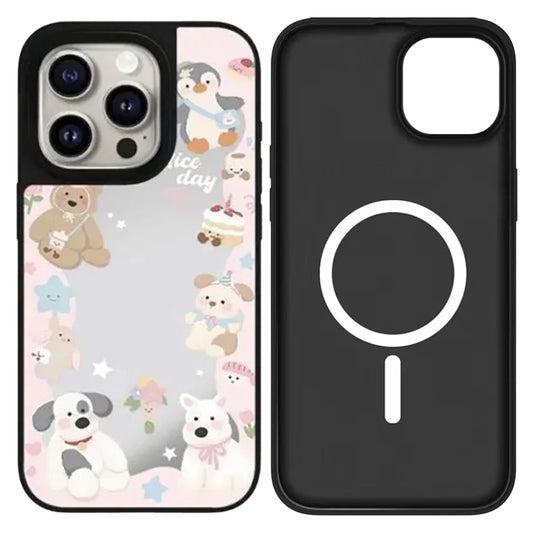 Adorable Pastel Pink iPhone 17 Pro Max Case with Party Bear Cake and Stars Soft Girl Aesthetic Protective Phone Cover for Girls