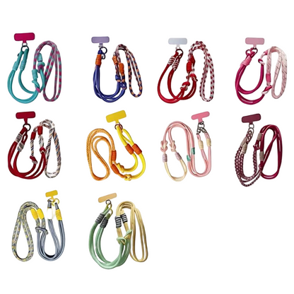 Collection of colorful dog leashes on a white background
