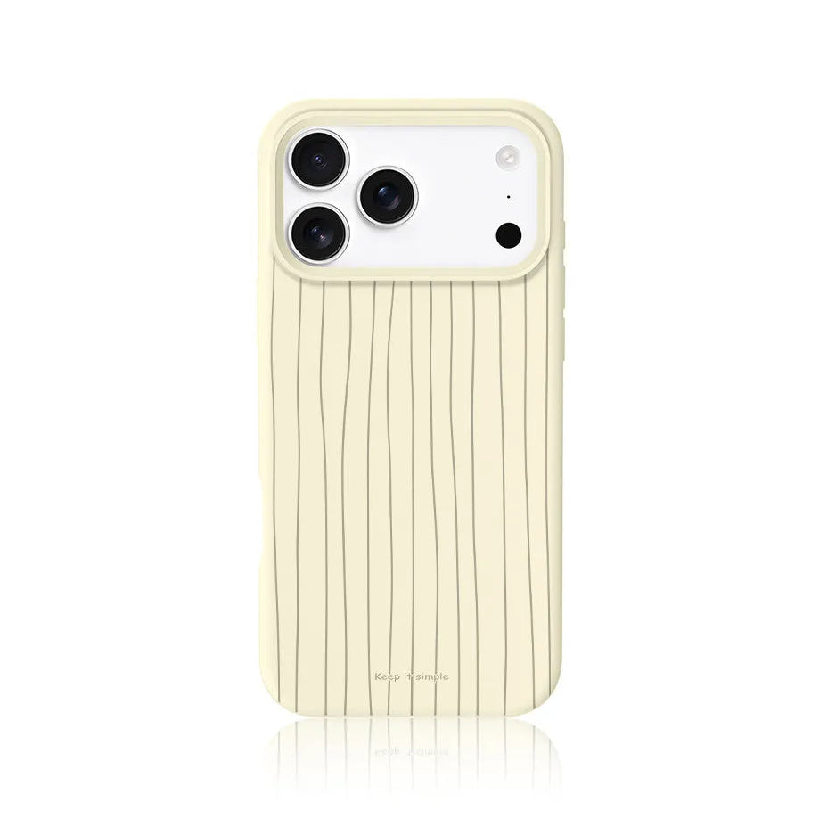 CasePoppi Antique Cream Beige Ribbed Liquid Silicone Minimalist iPhone Case