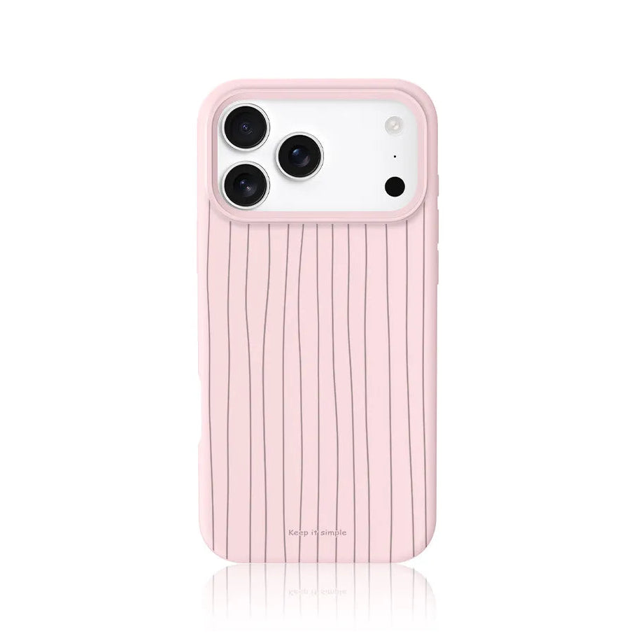 CasePoppi Pastel Baby Pink Ribbed Liquid Silicone iPhone Case