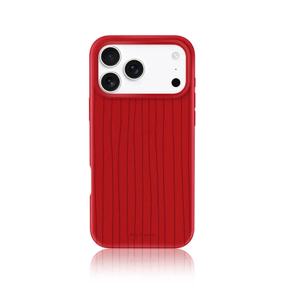 CasePoppi Crimson Cherry Red Ribbed Liquid Silicone iPhone Case with Soft Touch Texture