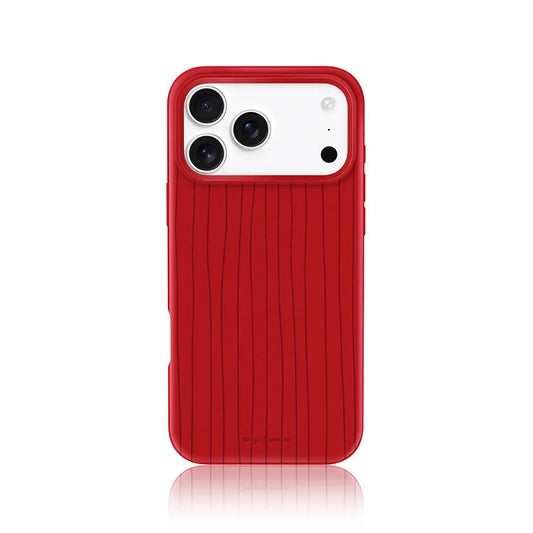 CasePoppi Crimson Cherry Red Ribbed Liquid Silicone iPhone Case with Soft Touch Texture