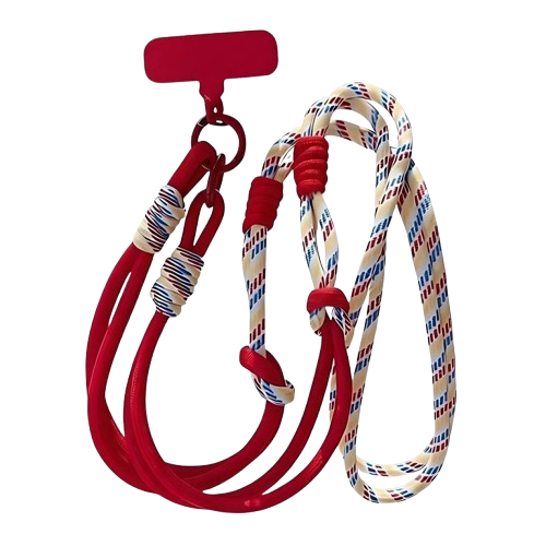 CasePoppi hands-free phone strap, colorful rainbow multi-color woven thick cord, utility fashion.
